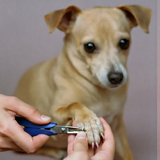A dog's paw held while its nails are clipped